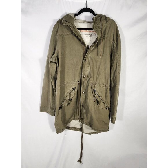 Vintage Weatherproof Canvas Utility Jacket Mens Hood Chore Coat XL - Picture 1 of 9